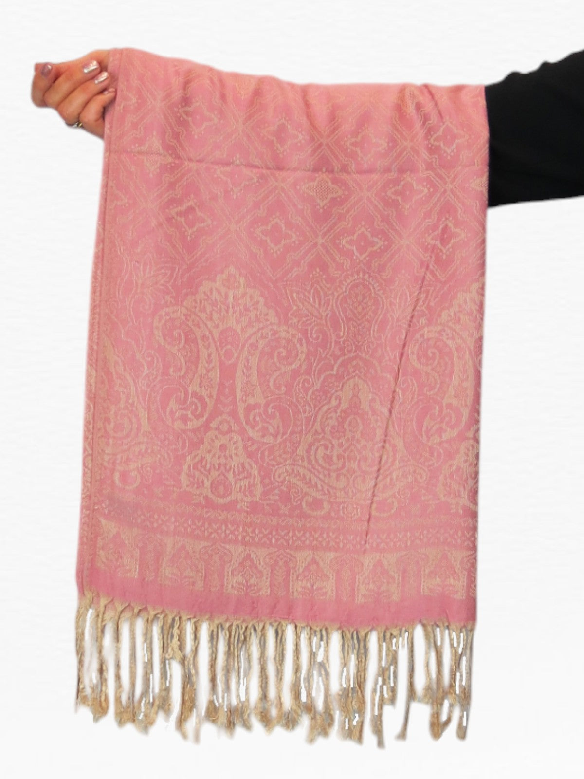 Persian Jacquard Design Pashmina Shawl Wrap Pink