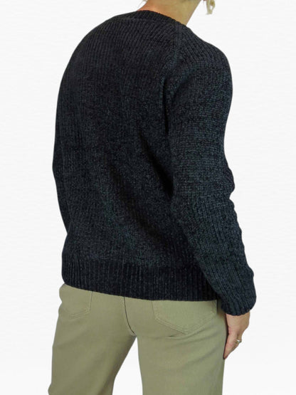 Long Sleeve Chenille Crew Neck Jumper Black