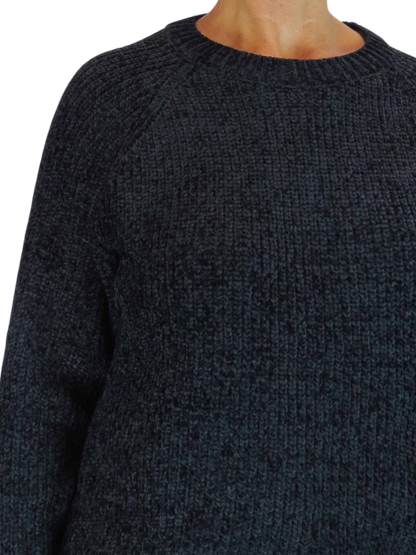 Long Sleeve Chenille Crew Neck Jumper Black