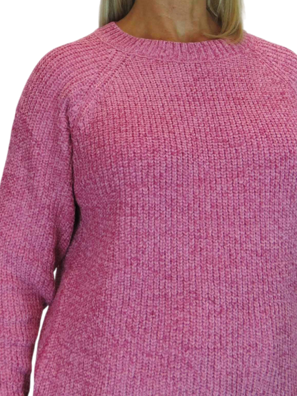 Long Sleeve Chenille Crew Neck Jumper Pink