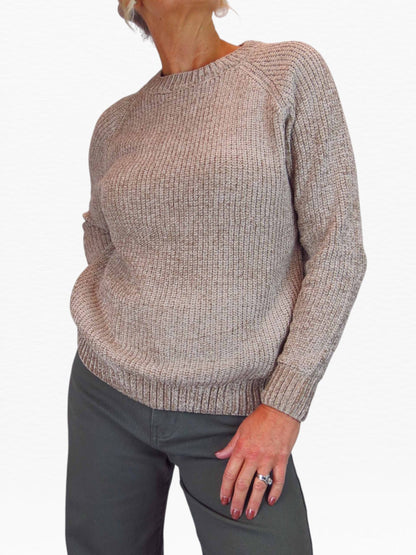 Long Sleeve Chenille Crew Neck Jumper Tan