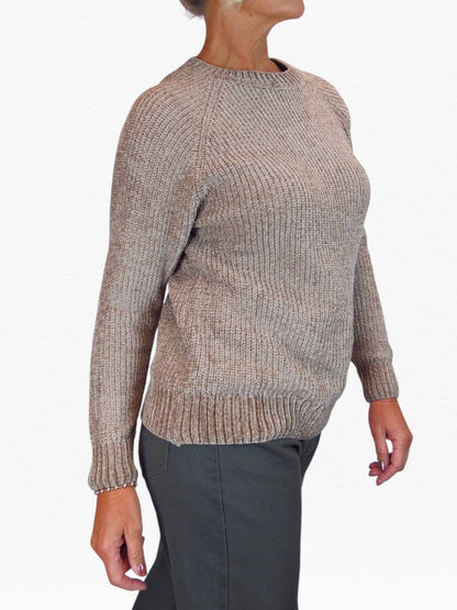 Long Sleeve Chenille Crew Neck Jumper Tan