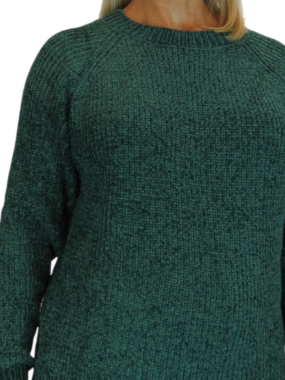 Long Sleeve Chenille Crew Neck Jumper Bottle Green