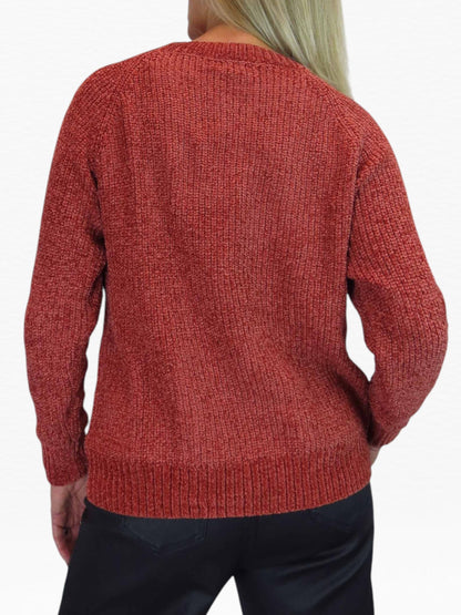 Long Sleeve Chenille Crew Neck Jumper Rust