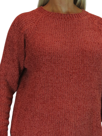 Long Sleeve Chenille Crew Neck Jumper Rust