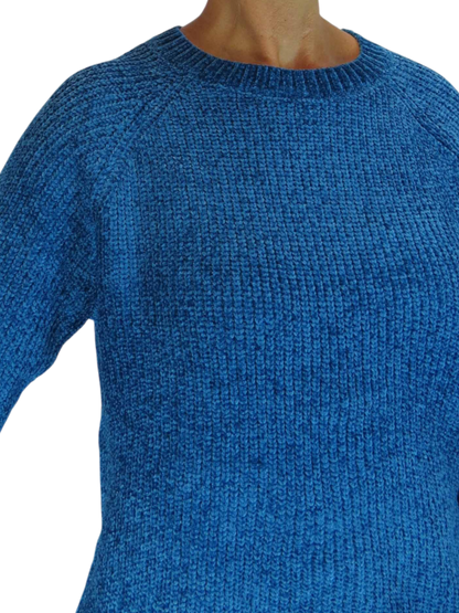 Long Sleeve Chenille Crew Neck Jumper Blue