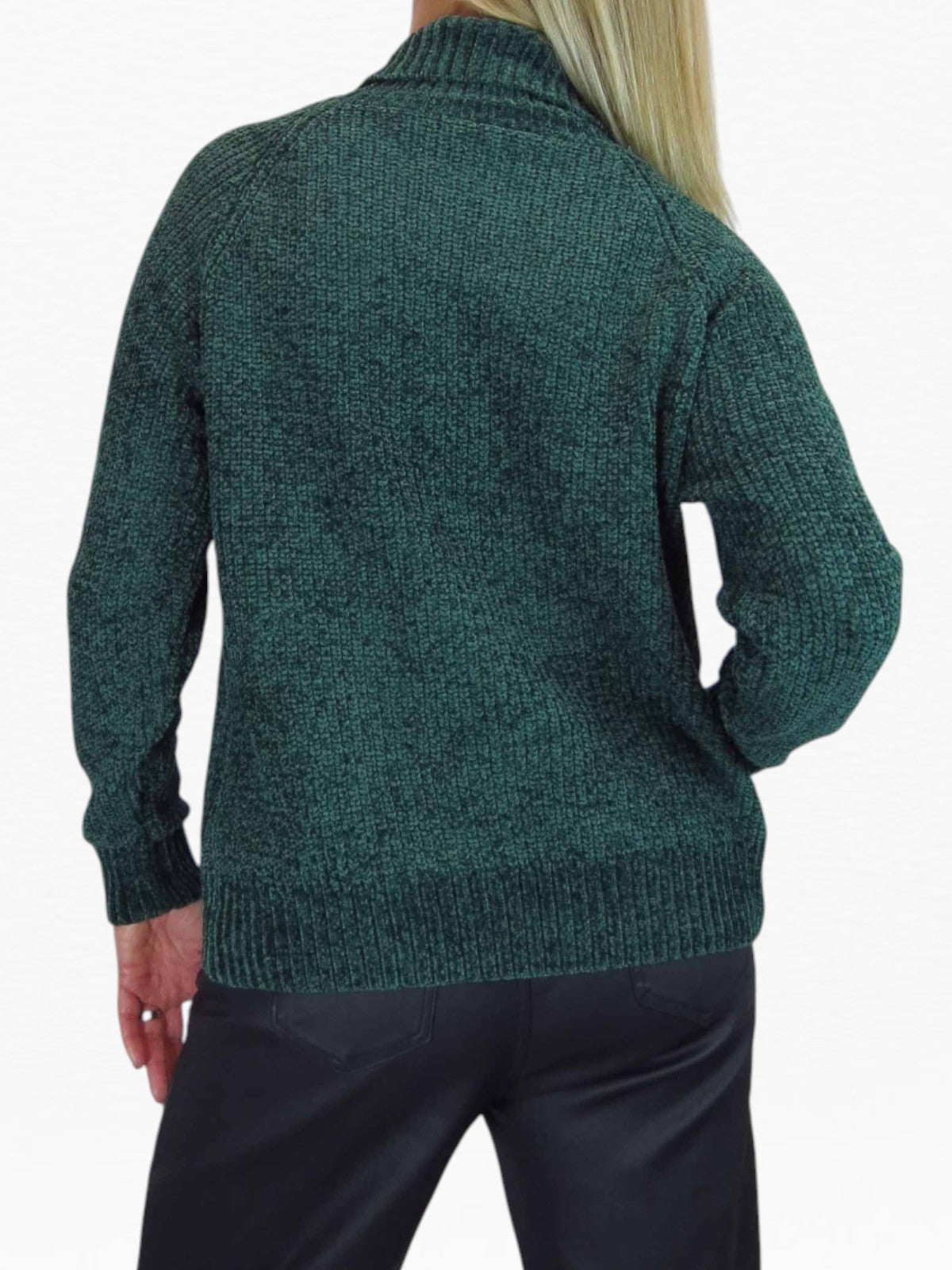 Long Sleeve Chenille Roll Neck Jumper Bottle Green