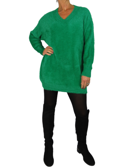 Long Sleeve V Neck Jumper Green