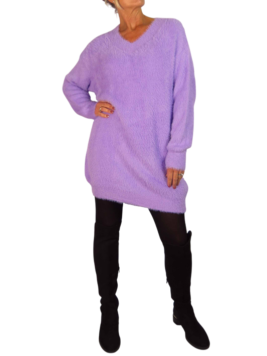 Long Sleeve V Neck Jumper Lilac