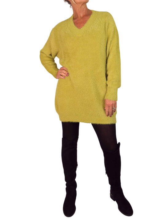 Long Sleeve V Neck Jumper Mustard