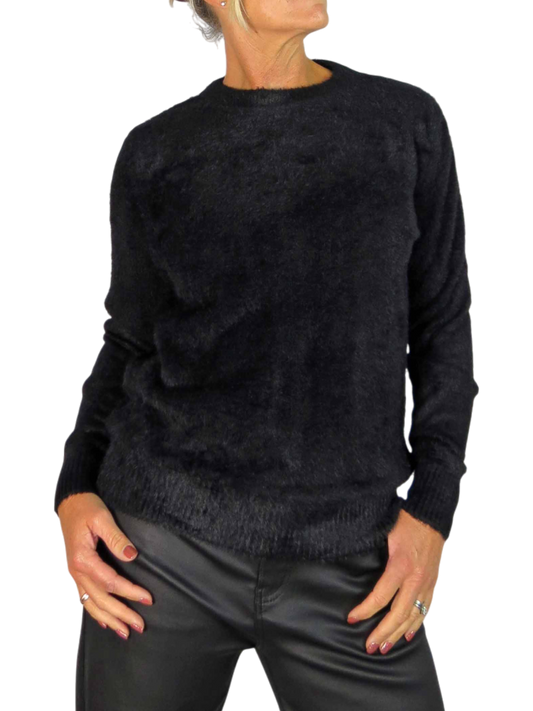 Textured Crew Neck Jumper Black