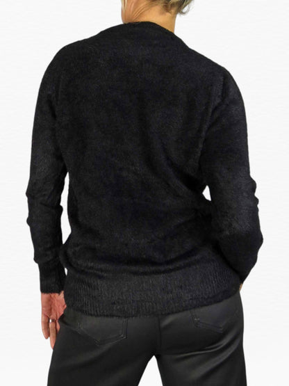 Textured Crew Neck Jumper Black