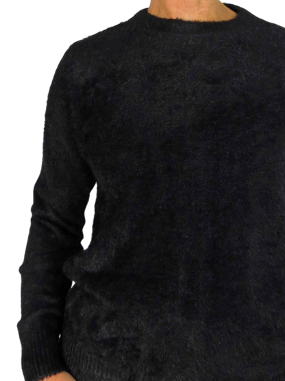 Textured Crew Neck Jumper Black