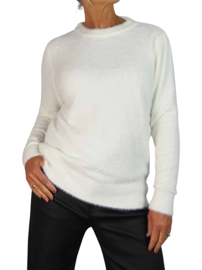 Textured Crew Neck Jumper Cream