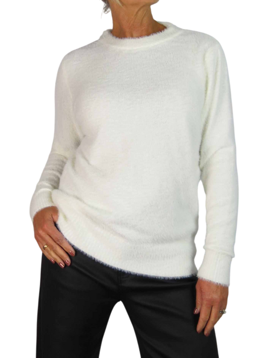 Textured Crew Neck Jumper Cream