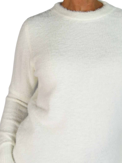 Textured Crew Neck Jumper Cream