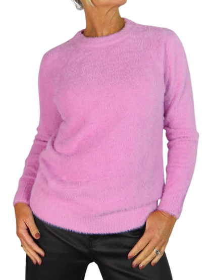 Textured Crew Neck Jumper Pink