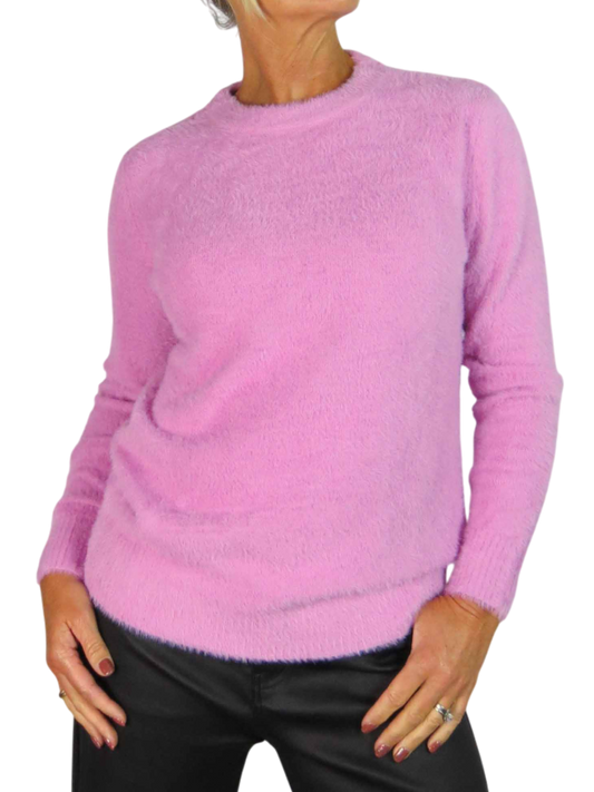 Textured Crew Neck Jumper Pink