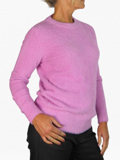 Textured Crew Neck Jumper Pink