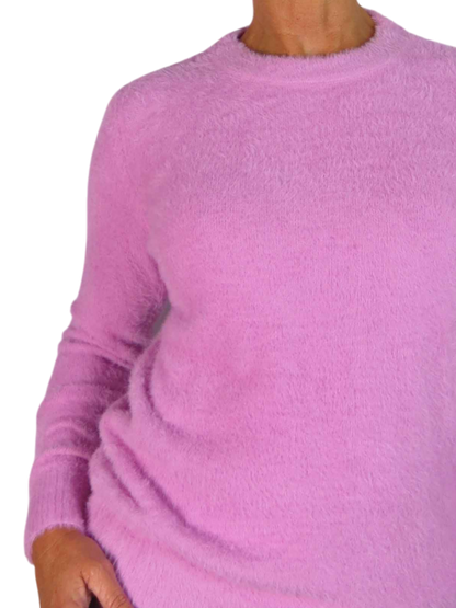 Textured Crew Neck Jumper Pink