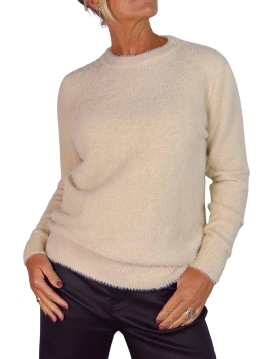 Textured Crew Neck Jumper Beige