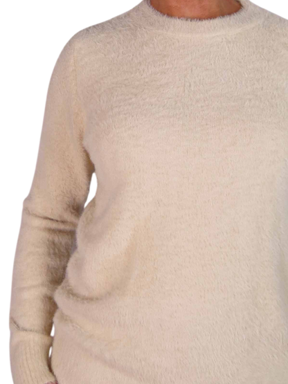 Textured Crew Neck Jumper Beige