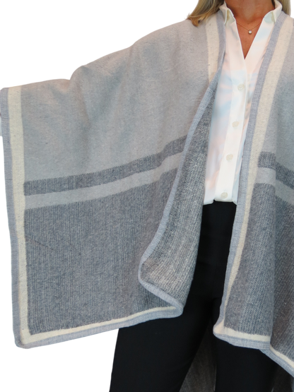 Soft Knitted Longline Knit Poncho Cape Grey