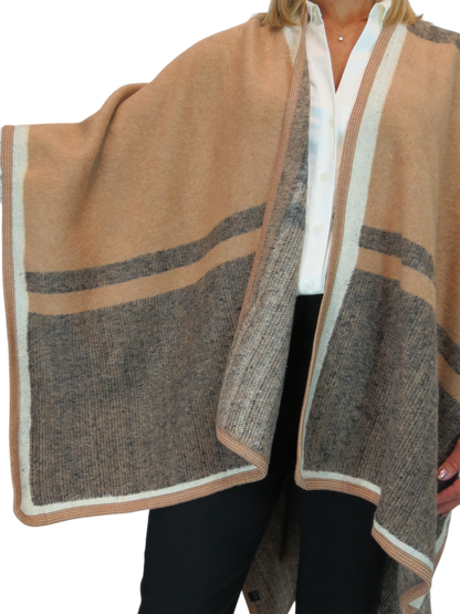 Soft Knitted Longline Knit Poncho Cape Brown