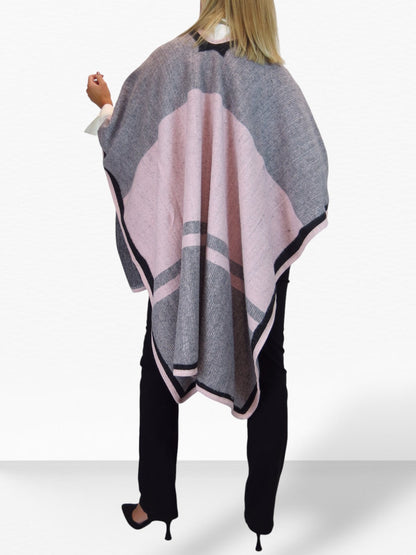 Soft Knitted Longline Knit Poncho Cape Pink