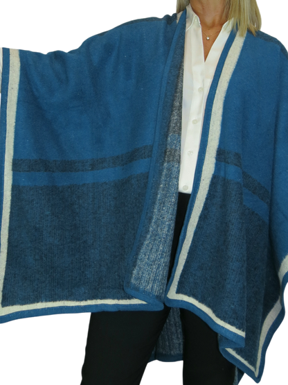 Soft Knitted Longline Knit Poncho Cape Teal