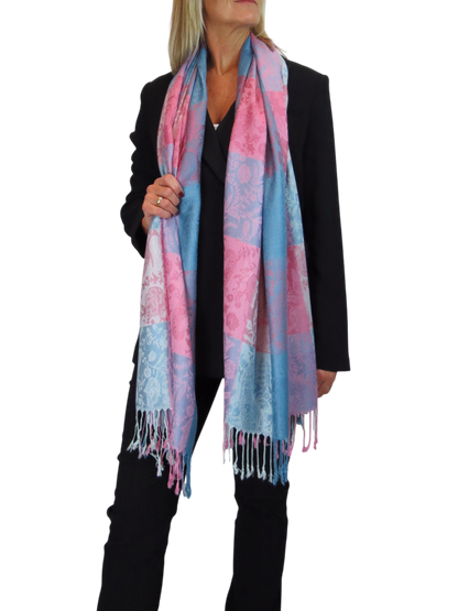 Paisley Pashmina Style Scarf Wrap Pink