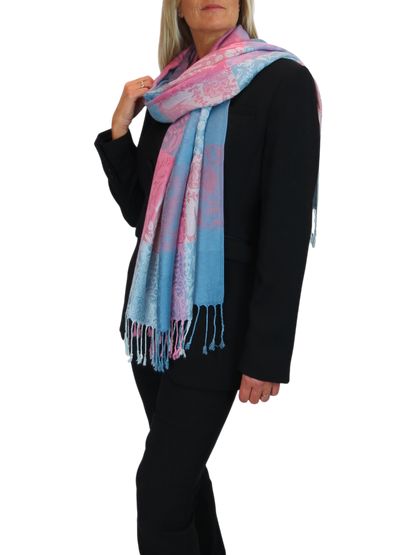 Paisley Pashmina Style Scarf Wrap Pink