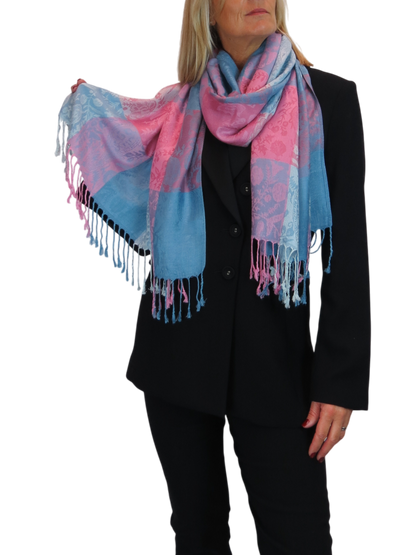 Paisley Pashmina Style Scarf Wrap Pink