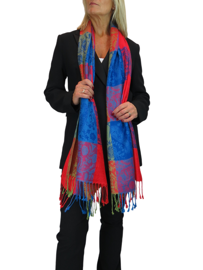 Paisley Pashmina Style Scarf Wrap Red
