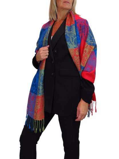 Paisley Pashmina Style Scarf Wrap Red