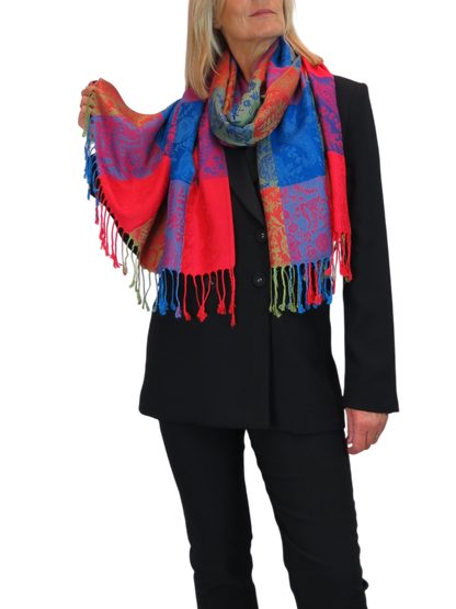 Paisley Pashmina Style Scarf Wrap Red
