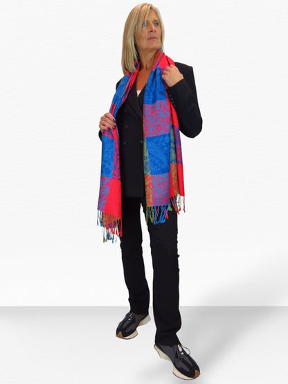 Paisley Pashmina Style Scarf Wrap Red