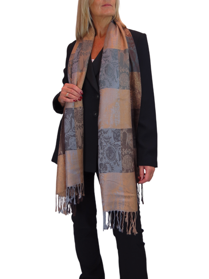 Paisley Pashmina Style Scarf Wrap Brown