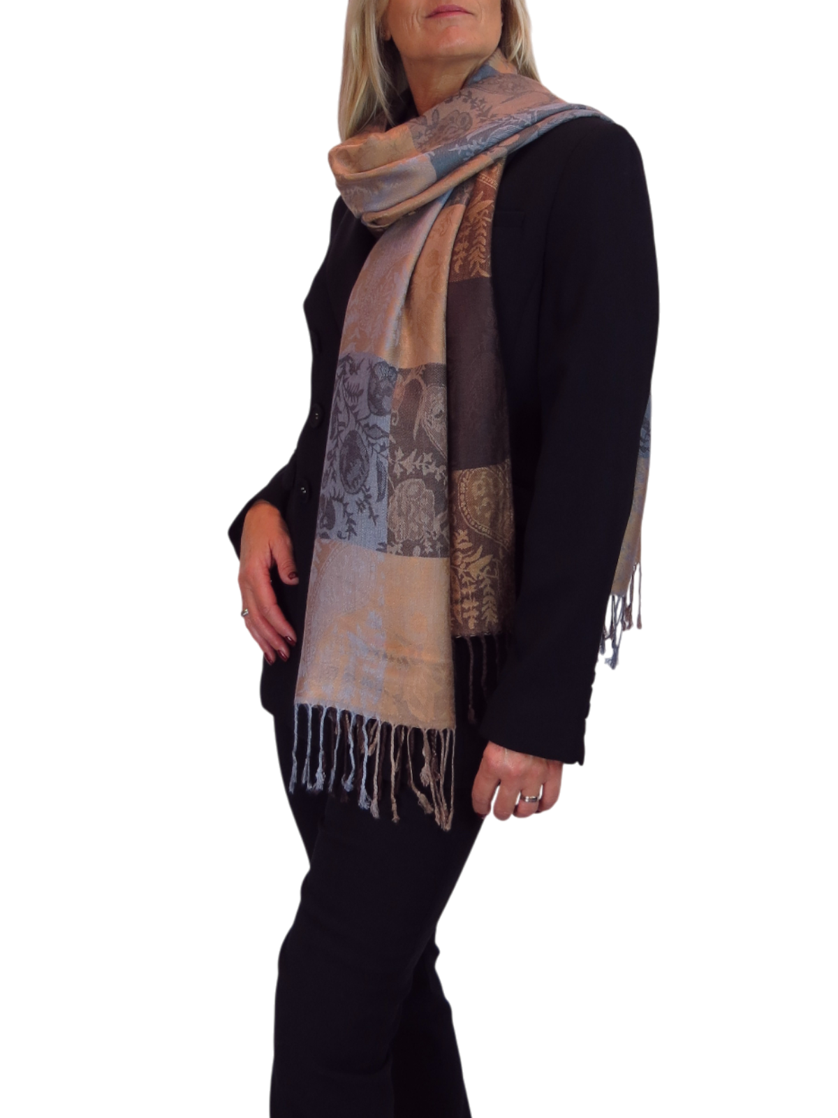 Paisley Pashmina Style Scarf Wrap Brown