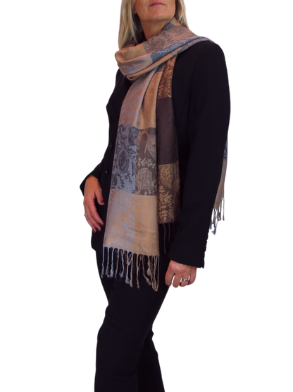 Paisley Pashmina Style Scarf Wrap Brown