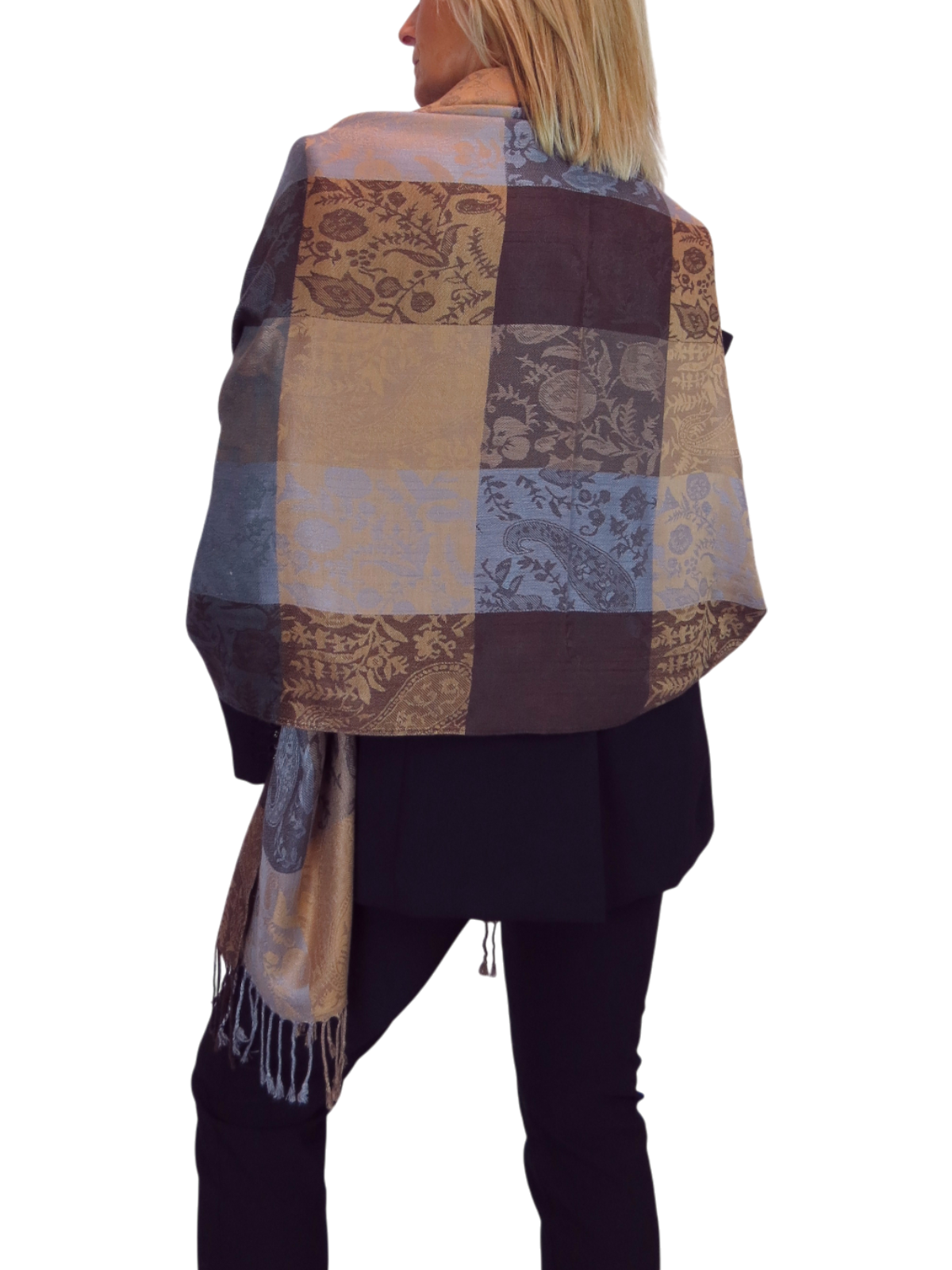 Paisley Pashmina Style Scarf Wrap Brown