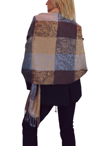Paisley Pashmina Style Scarf Wrap Brown