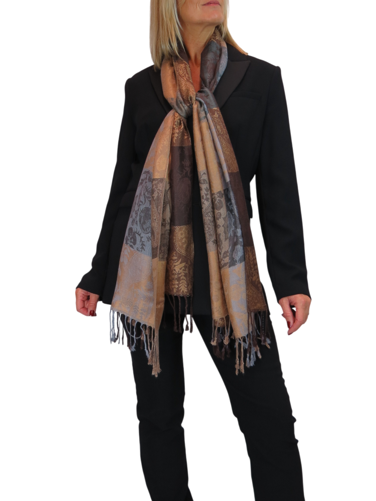 Paisley Pashmina Style Scarf Wrap Brown