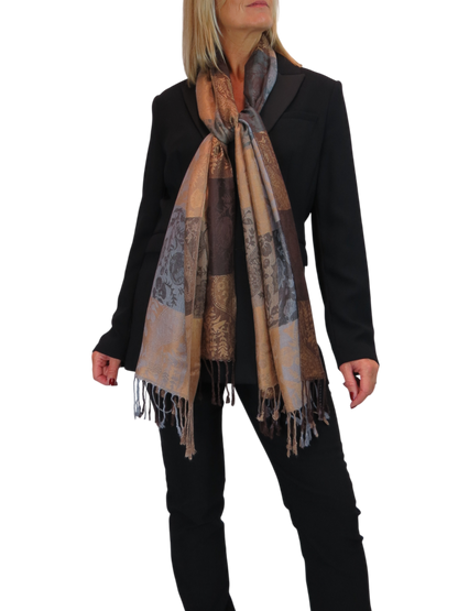 Paisley Pashmina Style Scarf Wrap Brown
