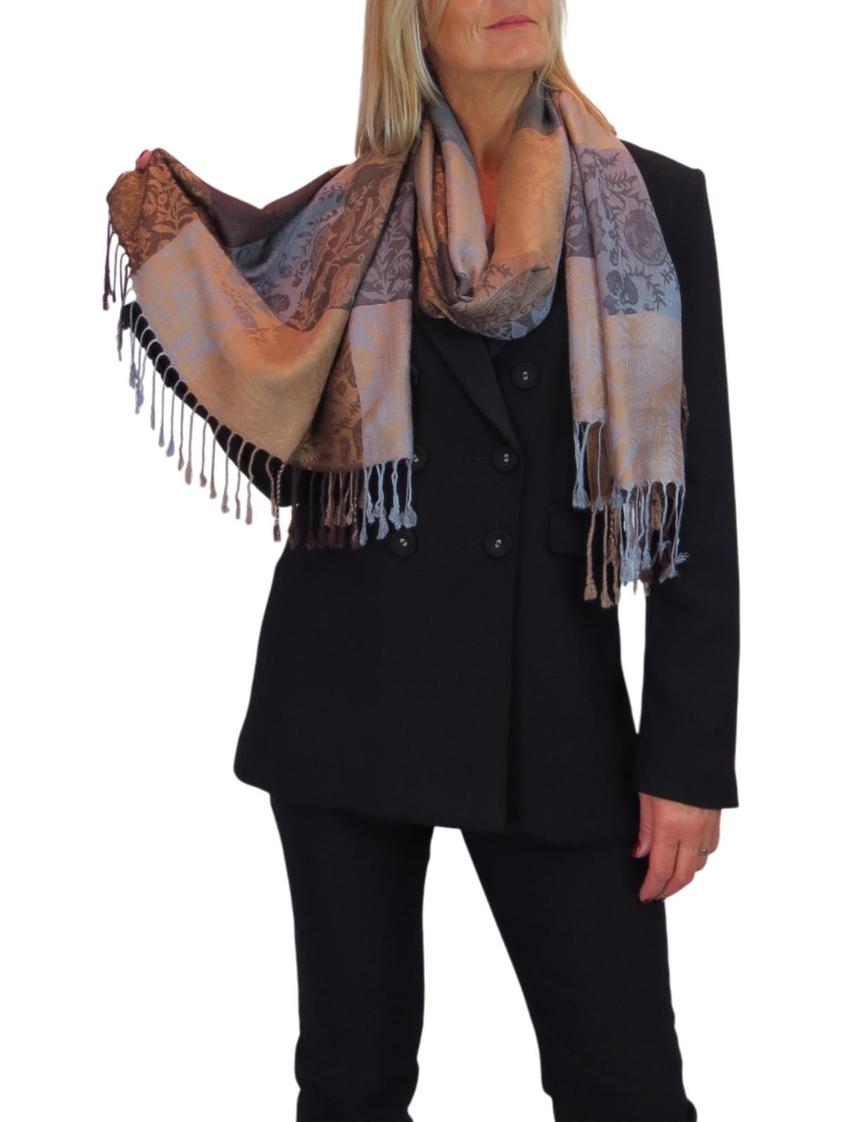 Paisley Pashmina Style Scarf Wrap Brown