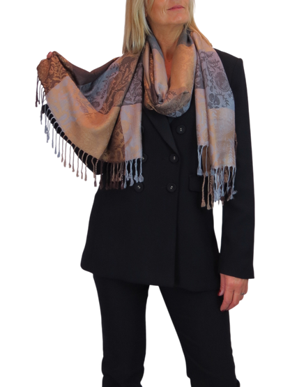 Paisley Pashmina Style Scarf Wrap Brown