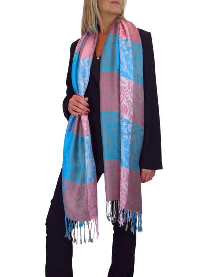 Paisley Pashmina Style Scarf Wrap Turquoise