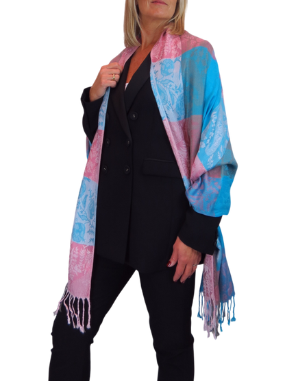 Paisley Pashmina Style Scarf Wrap Turquoise