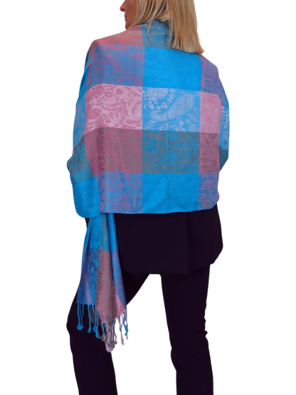 Paisley Pashmina Style Scarf Wrap Turquoise