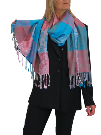 Paisley Pashmina Style Scarf Wrap Turquoise